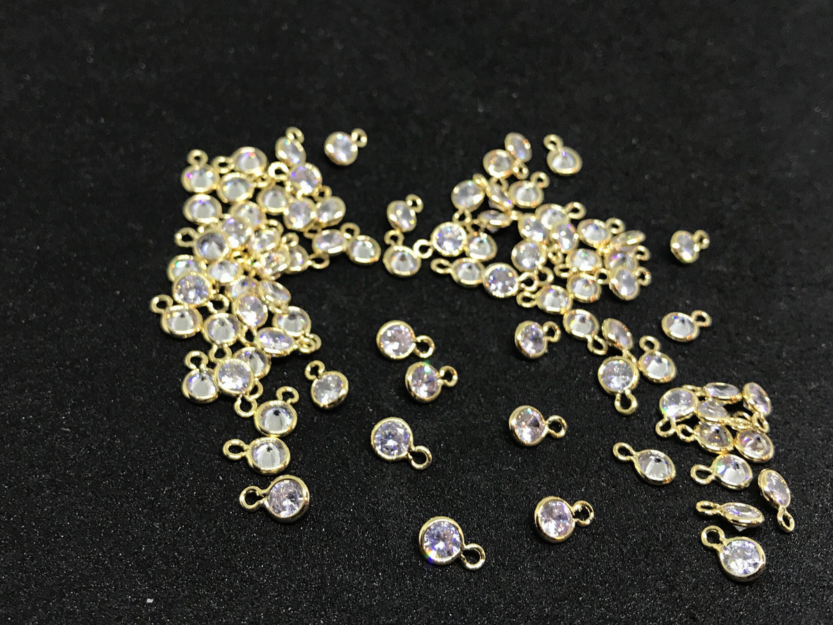 10 pcs 4mm bezel cz charm, CPG054