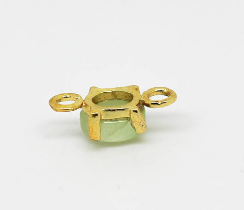 -2 pcs Natural Prehnite 6x8mmProng set oval connector SPC-1008