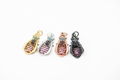 Cicada cz bug charm, 4 colors available,CP186