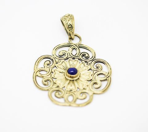 Large Filigree Lapis set Pendant