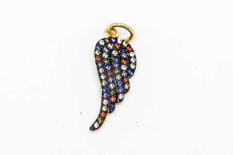 Gold Rainbow Angel wing charm,Small Angel Wing Charm,Pave Angel Wing Rainbow Charm,CPG407-CPB407