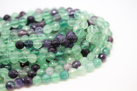Rainbow Fluorite faceted round beads, 8mm, 10mm, FULL STRAND, WHOLESALE