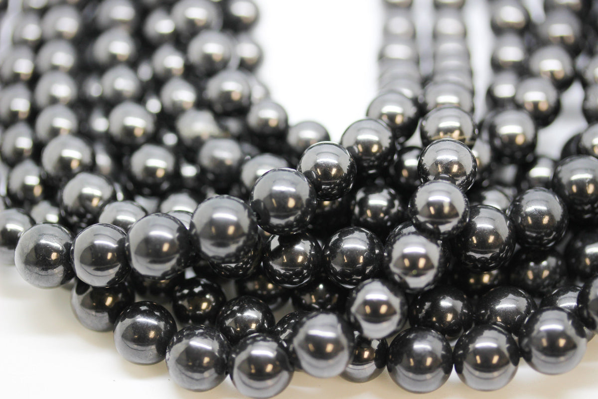 Graduated Shungite Round beads, FULL STRAND, WHOLESALE