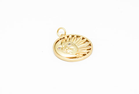 Sun And Moon Matte Gold, Silver Pendant, WHOLESALE,CPG191,CPS191