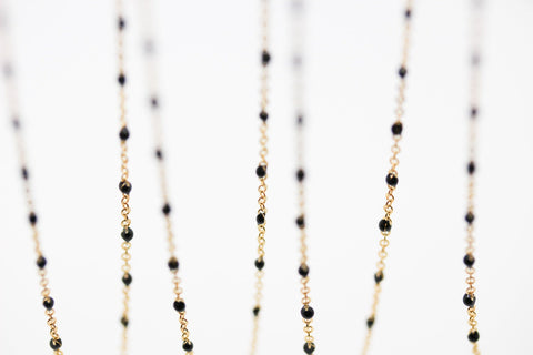 -2mm Dainty Gold/ Black Enamel Chain, By The Footage, WHOLESALE