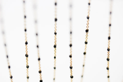 -2mm Dainty Gold/ Black Enamel Chain, By The Footage, WHOLESALE