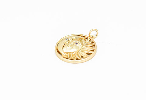 Sun And Moon Matte Gold, Silver Pendant, WHOLESALE,CPG191,CPS191