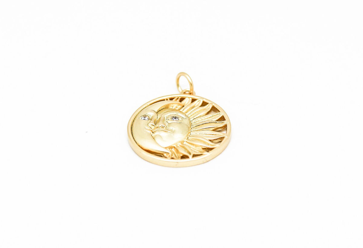 Sun And Moon Matte Gold, Silver Pendant, WHOLESALE,CPG191,CPS191