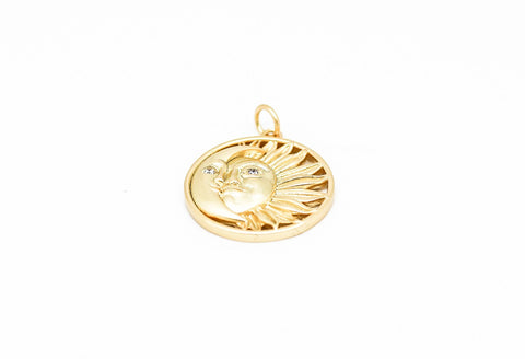 Sun And Moon Matte Gold, Silver Pendant, WHOLESALE,CPG191,CPS191