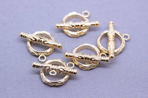 Set of 5 pieces, Gold Textured Toggle Clasp,  WHOLESALE,CLG036