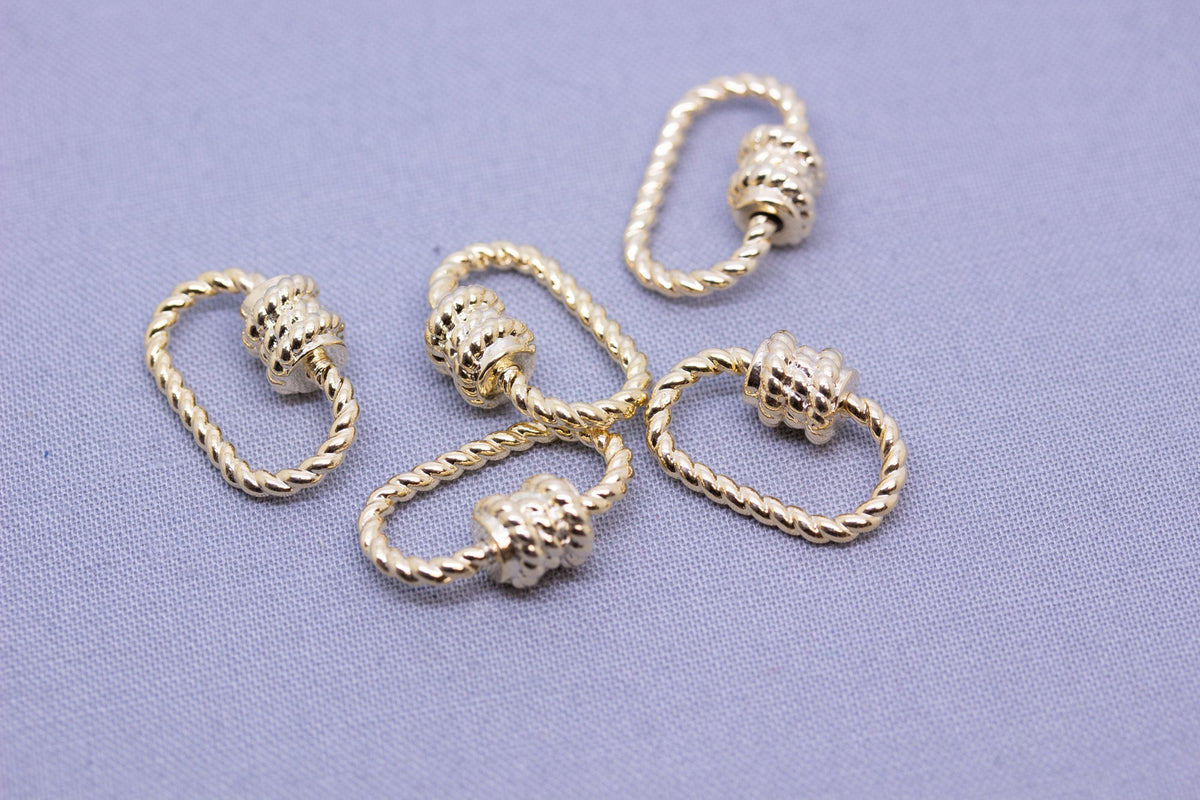 Gold or Silver Textured Screw on Clasp,Gold Carabiner lock,Enhancer Gold Clasps, 1 pc or 10 pcs, WHOLESALE,CLG097