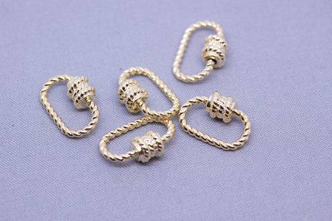 Gold or Silver Textured Screw on Clasp,Gold Carabiner lock,Enhancer Gold Clasps, 1 pc or 10 pcs, WHOLESALE,CLG097