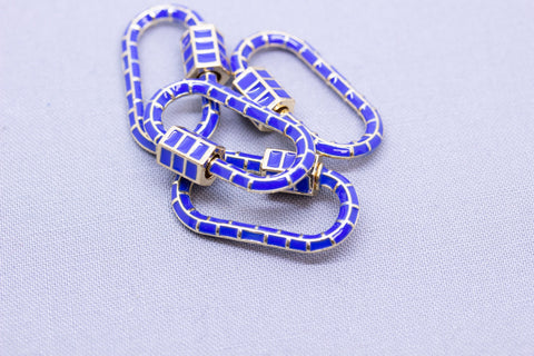 Navy Blue Enamel U Shaped Carabiner Lock, Screw in Clasp, 1pc, or 10 pc, WHOLESALE