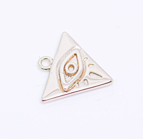 Gold Evil eye Triangle Charm,Turkish Evil Eye Charm,Nazar Evil Eye Charm,Amulet Gold Evil Eye Charm, 1 pcs or 10 pcs, WHOLESALE, CPG108