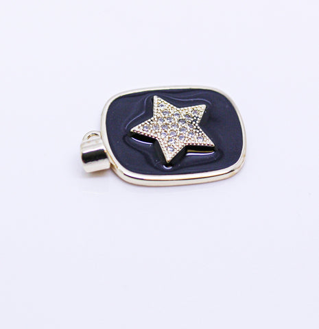 Gold Star Enamel Tag Pendant, Red,Turquoise Blue, Black or White, 1 pc or 10 pcs, WHOLESALE,CPG348