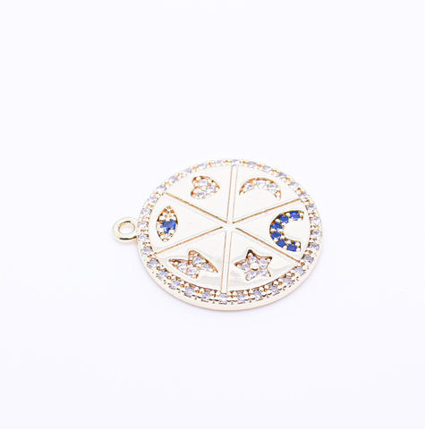 Gold or Silver Lucky Charms, Sapphire blue cz, 1pc, or 10 pcs, WHOLESALE,CPG381-CPS381