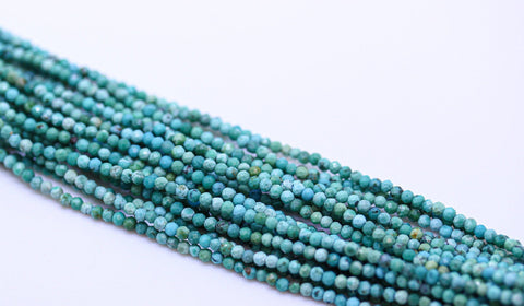 Natural Blue Turquoise AA 2mm Diamond cut, FULL STRAND, Wholesale