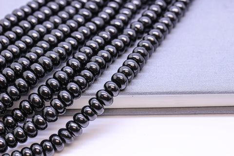 Natural Shungite Rondelle beads, 5x8mm, 15.5 inches, Full Strand, WHOLESALE