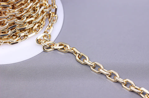 Best Seller Chain Oval Rolo Paperclip,Gold Oval Link Chain, 8.5 x 5.5mm, Gold Rectangle link, Gold Anchor Chain,CHG028