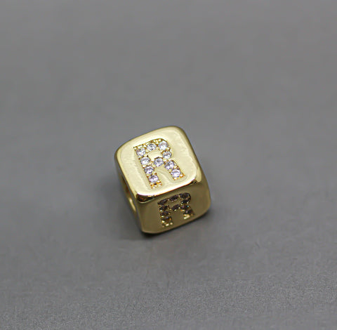 HOT SELLER Gold Alphabet Cubes, Gold Letter Cubes, M-R Letters, 9x9mm, 1pc, 5 pcs, 10 pcs, Wholesale