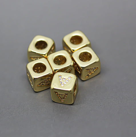 HOT SELLER Gold Alphabet Cubes, Gold Letter Cubes, M-R Letters, 9x9mm, 1pc, 5 pcs, 10 pcs, Wholesale