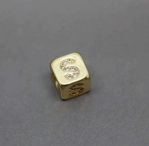 HOT SELLER Gold Alphabet Cubes, Gold Letter Cubes, S-Z Letters, 9x9mm, 1pc, 5 pcs, 10 pcs, Wholesale
