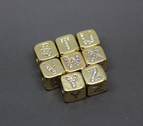 HOT SELLER Gold Alphabet Cubes, Gold Letter Cubes, S-Z Letters, 9x9mm, 1pc, 5 pcs, 10 pcs, Wholesale