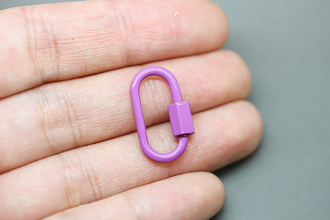 Lilac Purple Small U Shape Screw Clasp, Painted Carabiner Clasp, Painted Lacquer Clasp, Oval Screw Clasp, Strong, 1 pc or 10 pcs, WHOLESALE