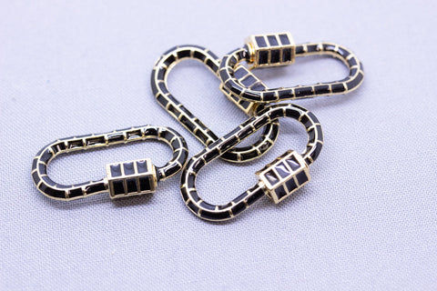 Black Enamel U Shaped Carabiner Lock, Screw in Clasp, 1pc, or 10 pcs, Wholesale