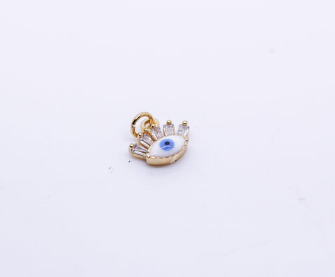 White Enamel Evil eye Enamel Cute Charm, 1 pc, 10 pcs, 50pcs, 100 pcs, WHOLESALE CPG195W