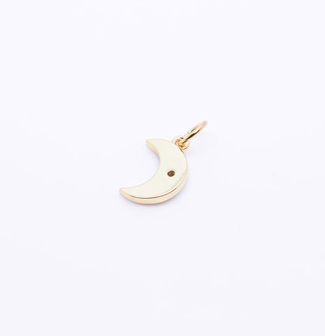 Gold Enamel Moon with cz, Red, White, Turquoise blue, Navy blue, Pastel Pink, 1 pc, 10 pcs,WHOLESALE,CP171