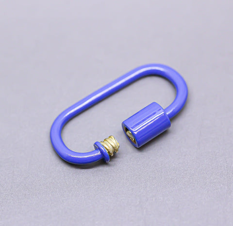 Royal Blue Large U Shape Screw Clasp, 25x14mm, Painted Carabiner Clasp, Painted Lacquer Clasp, Oval Screw Clasp, 1 pc or 10 pcs, WHOLESALE