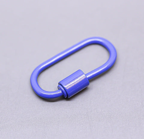 Royal Blue Large U Shape Screw Clasp, 25x14mm, Painted Carabiner Clasp, Painted Lacquer Clasp, Oval Screw Clasp, 1 pc or 10 pcs, WHOLESALE