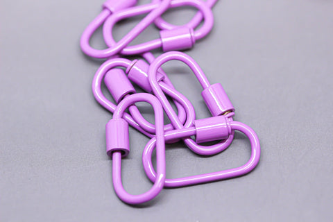 LiLac Purple Large U Shape Screw Clasp, 25x14mm, Painted Carabiner Clasp, Painted Lacquer Clasp, Oval Screw Clasp, 1 pc or 10 pcs, WHOLESALE