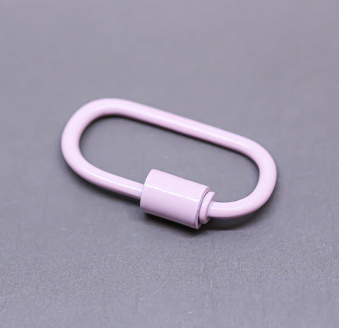 Pastel Pink Large U Shape Screw Clasp, 25x14mm, Painted Carabiner Clasp, Painted Lacquer Clasp, Oval Screw Clasp, 1 pc or 10 pcs, WHOLESALE