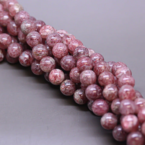 -Angelic Natural Madagascar Muscovite round beads, 6mm, 8mm, 10mm round beads, Rosy Red,  Full Strand, WHOLESALE