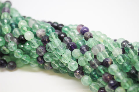 Rainbow Fluorite faceted round beads, 8mm, 10mm, FULL STRAND, WHOLESALE