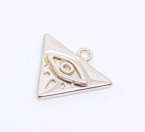 Gold Evil eye Triangle Charm,Turkish Evil Eye Charm,Nazar Evil Eye Charm,Amulet Gold Evil Eye Charm, 1 pcs or 10 pcs, WHOLESALE, CPG108