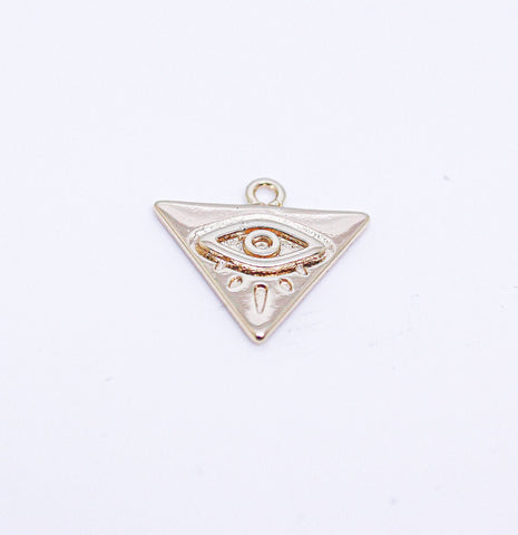 Gold Evil eye Triangle Charm,Turkish Evil Eye Charm,Nazar Evil Eye Charm,Amulet Gold Evil Eye Charm, 1 pcs or 10 pcs, WHOLESALE, CPG108