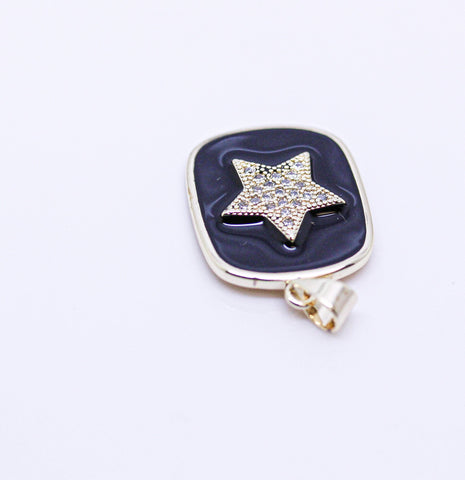 Gold Star Enamel Tag Pendant, Red,Turquoise Blue, Black or White, 1 pc or 10 pcs, WHOLESALE,CPG348