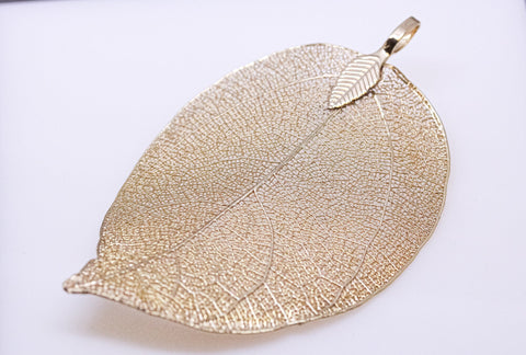 Gold Dipped Real Leaf Pendant, Real Leaf Jewelry, Three inches, Natural Jewelry Component, 1 pc or 10 pcs, WHOLESALE