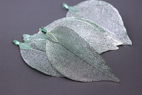 Forest Green Real Leaf Dipped Pendant, Real Leaf Jewelry, Three inches, Natural Jewelry Component,1 pc or 10 pcs, WHOLESALE