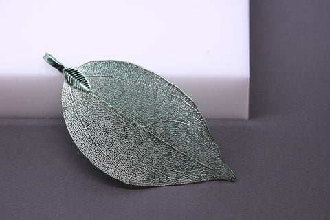 Forest Green Real Leaf Dipped Pendant, Real Leaf Jewelry, Three inches, Natural Jewelry Component,1 pc or 10 pcs, WHOLESALE