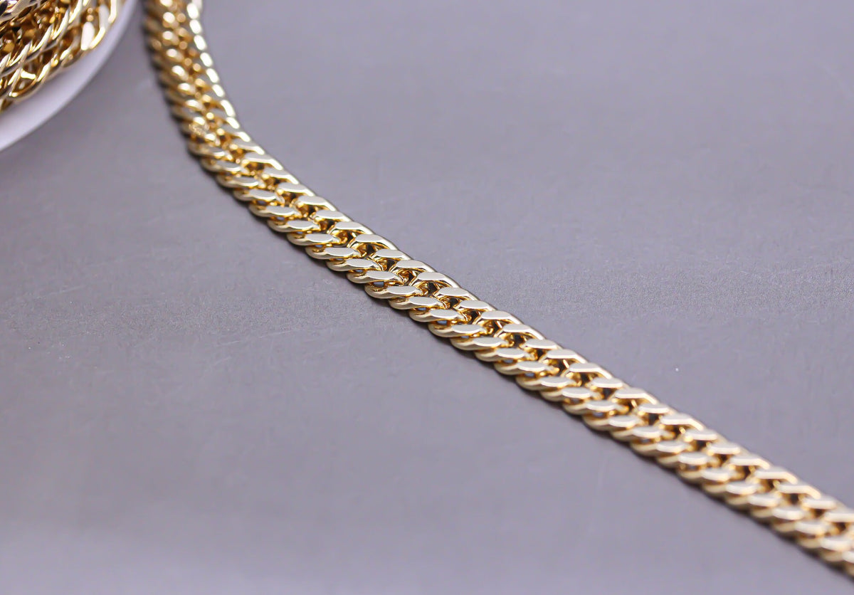 Gold Double Helix Cuban Chain, Gold Thick Cuban Chain, 6.2mm Thick Cuban Chain, Gold Layering Chain, Sell By Footage, WHOLESALE