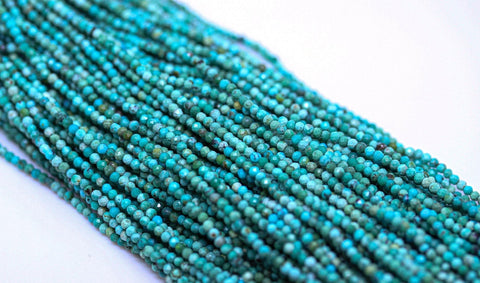 Natural Blue Turquoise AA 2mm Diamond cut, FULL STRAND, Wholesale