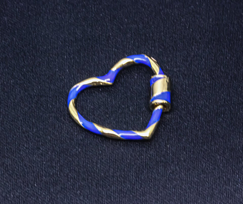 Navy Blue and Gold Small Heart Enamel Screw Clasp, Carabiner Lock, Screw Lock, 24mm, 1 pcs or 10 pcs, WHOLESALE CLG104