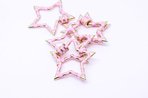 Pastel Pink and Gold Open Heart Enamel Screw Clasp, Carabiner Lock, Screw Lock, 32mm, 1 pcs or 10 pcs, WHOLESALE