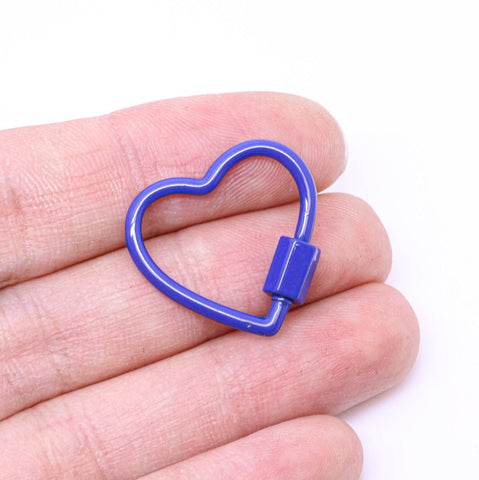 Royal Blue Screw Clasp, 20mm, Painted Carabiner Clasp, Painted Lacquer Clasp, Oval Screw Clasp, Strong, 1 pc or 10 pcs, WHOLESALE