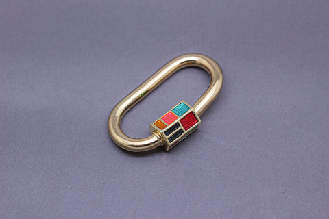 Gold or Silver Enamel Screw on clasp, Caribiner lock, Caribiner clasp, Enamel Carabiner lock, Screw clasp, 1 pc or 10 pcs, WHOLESALE