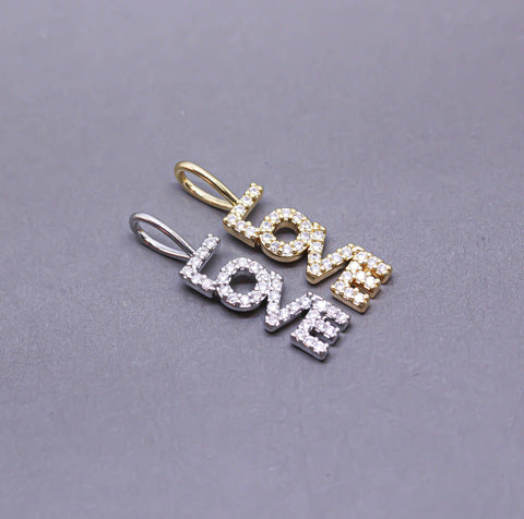 Gold Or Silver CZ Word Script Pendant, LOVE Pendant, Wording charm, Positive Wording, Inspiration Charm, 16x5mm,CP170